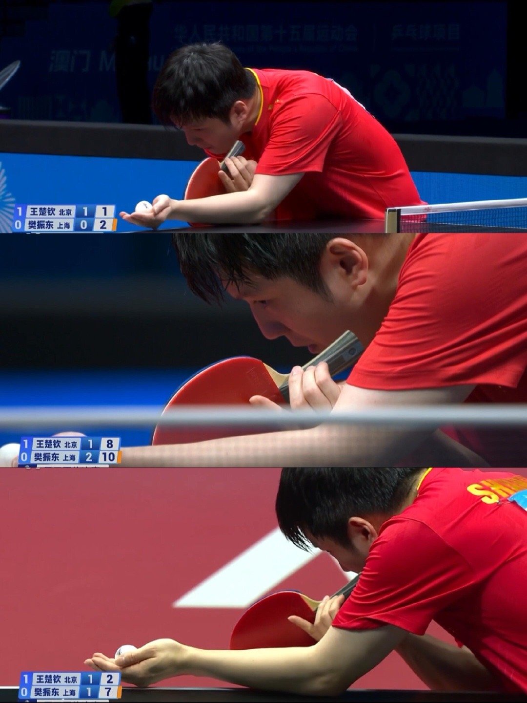 王楚钦vs樊振东樊振东真的太稳了，打球不仅观赏性高，进攻时暴力美学真的太帅了 