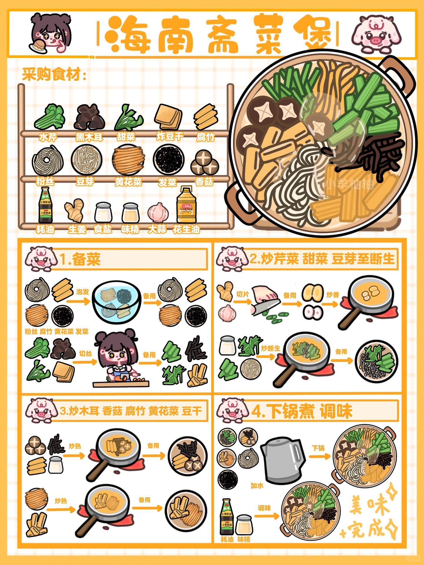 手绘食谱🍲｜全国特色中式菜-海南斋菜煲🤩