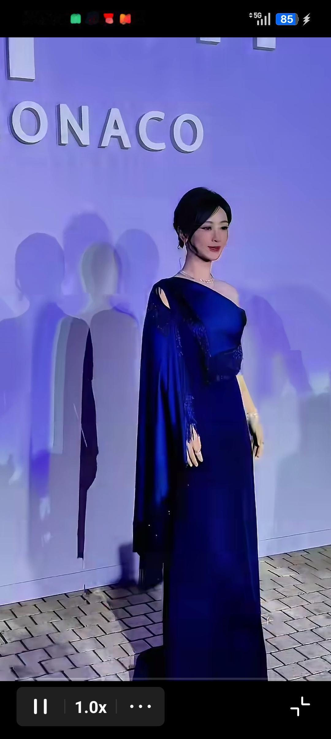 杨紫一袭宝蓝色流苏斜肩礼裙亮相，丝滑面料自带贵气，温婉又大气，举手投足间尽显优雅