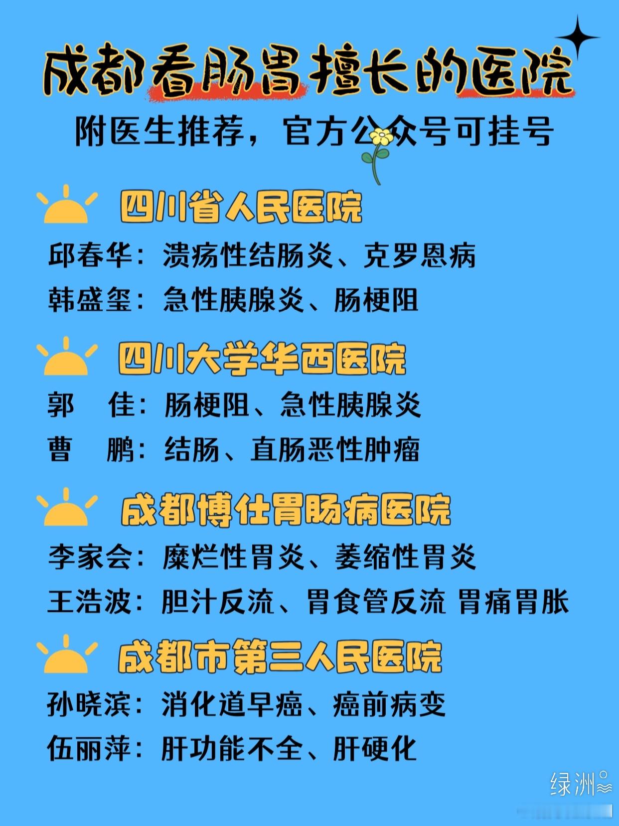 🔥盘点成都看肠胃擅长的🏥 经常肠胃不舒服的朋友应该都知道，动不动就胃痛，胃胀