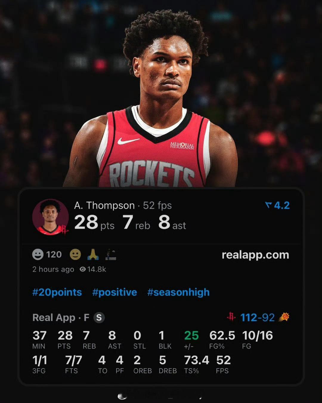 汤普森-我的评分：这应该是他本赛季发挥最好的一场吧？又一个Young King 