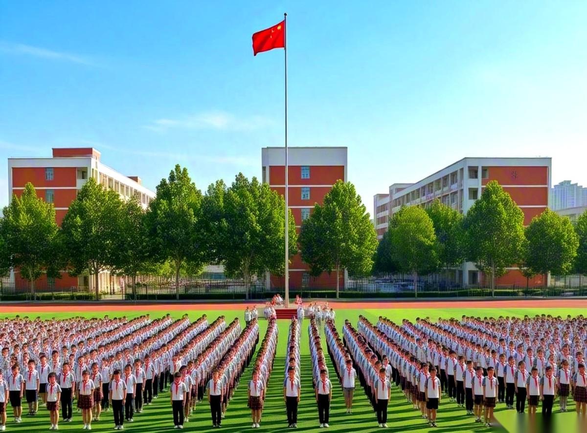 周一，早上七点半，升旗。
教导主任胳膊上套着红袖章，站在校门口，眼睛跟探照灯似的