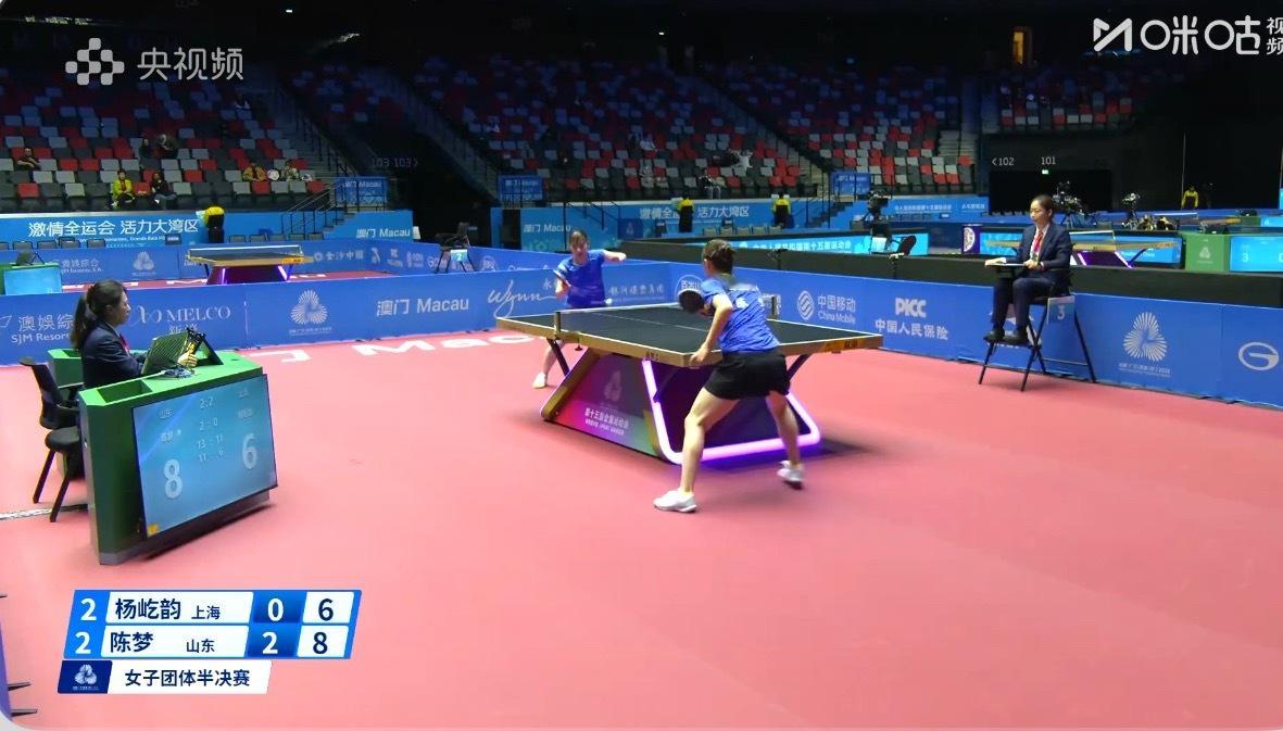 2025大湾区全运会女子团体4-2上海3-2山东杨屹韵/孙铭阳0-3王晓彤/范思