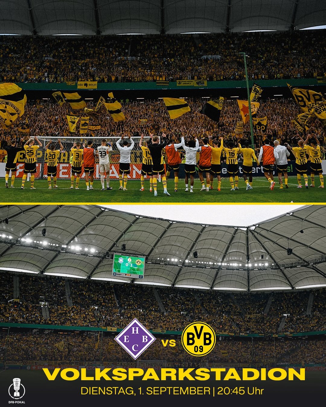 📅德国杯首轮比赛时间确定！💛🖤多特蒙德将于北京时间9月2日凌晨2:45，客