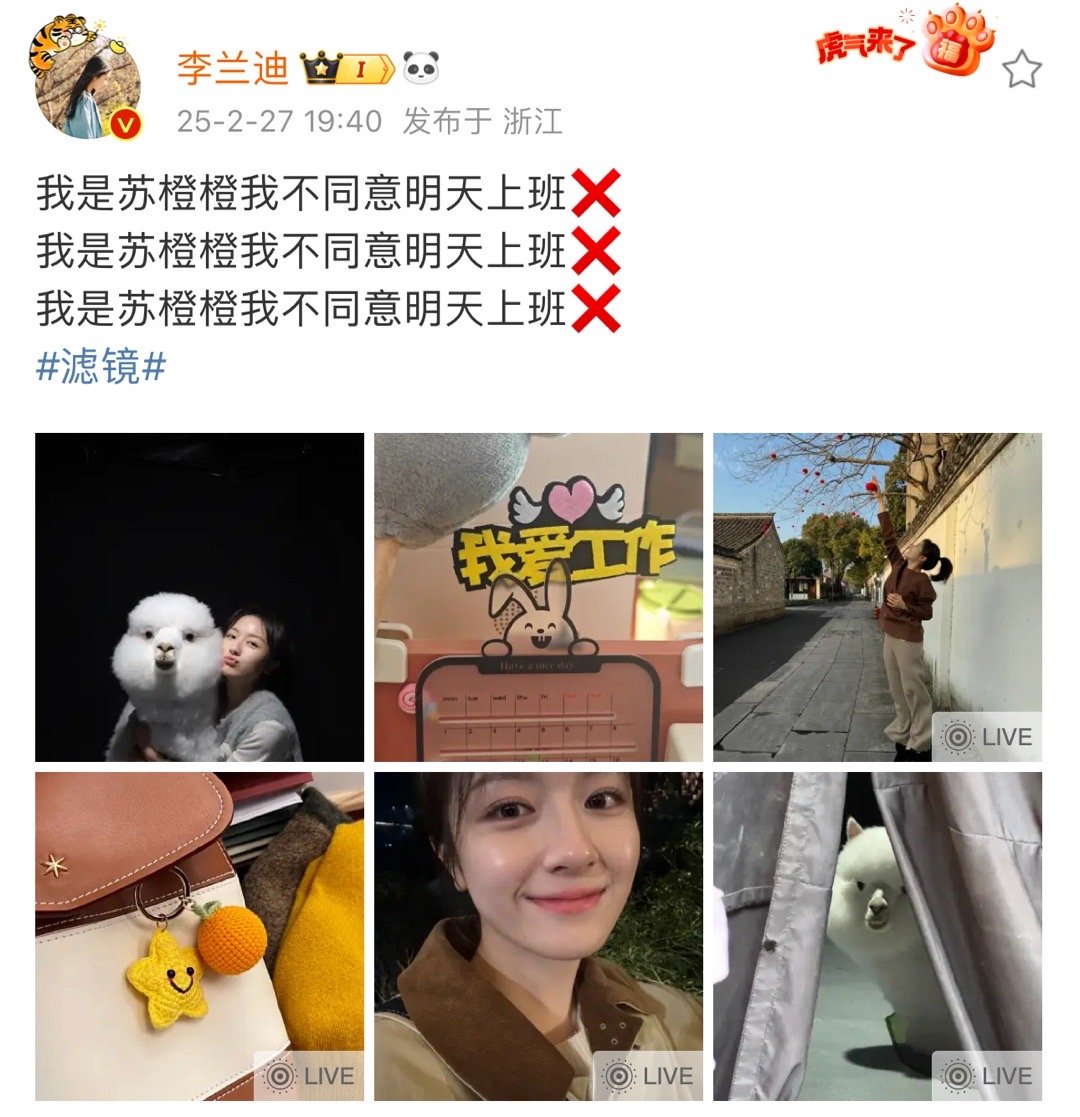 我是苏橙橙我不同意明天上班  李兰迪说我是苏橙橙我不同意明天上班 我附议！我也不