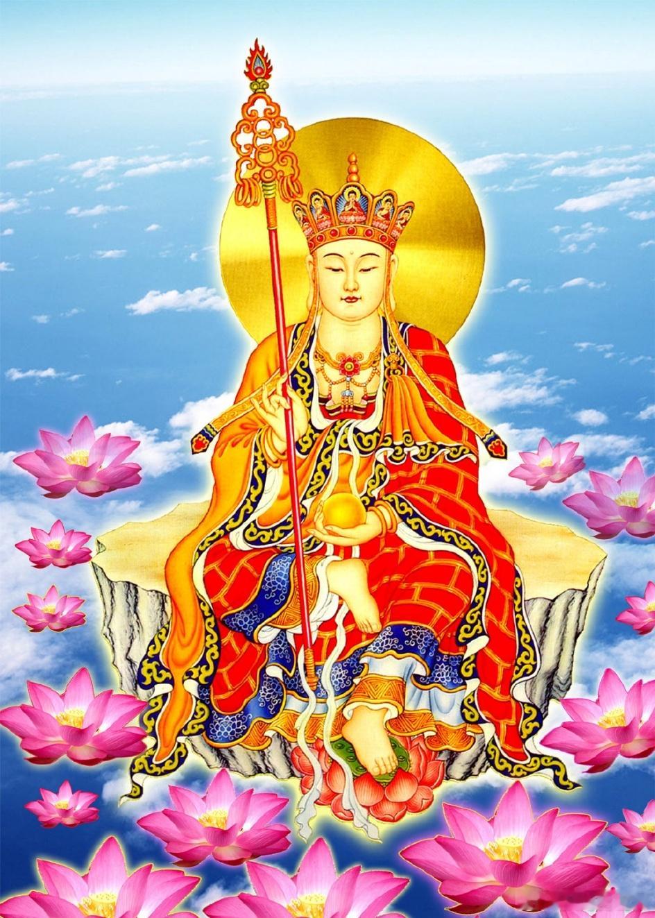 地藏菩萨灭定业真言：唵，钵啰末邻陀宁娑婆诃！ 祈愿众生消除宿世业障，身心康泰；祈