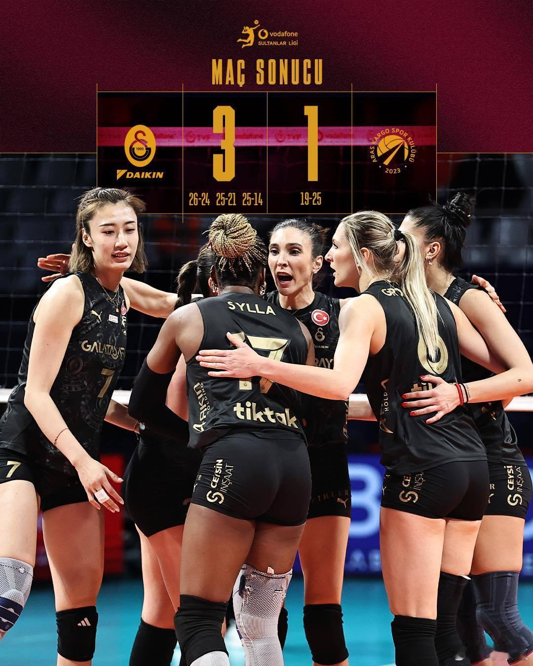 王媛媛国际排坛动态土超女排5/6名排位赛第二场：加拉塔萨雷 3-1（26-24/