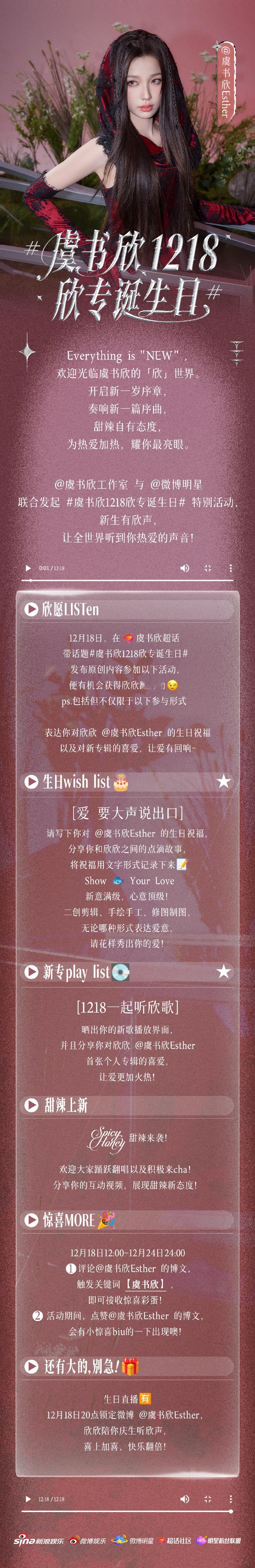 虞书欣1218生日特别活动  虞书欣欣专诞生日活动 虞书欣生日活动在超话的魅力绽