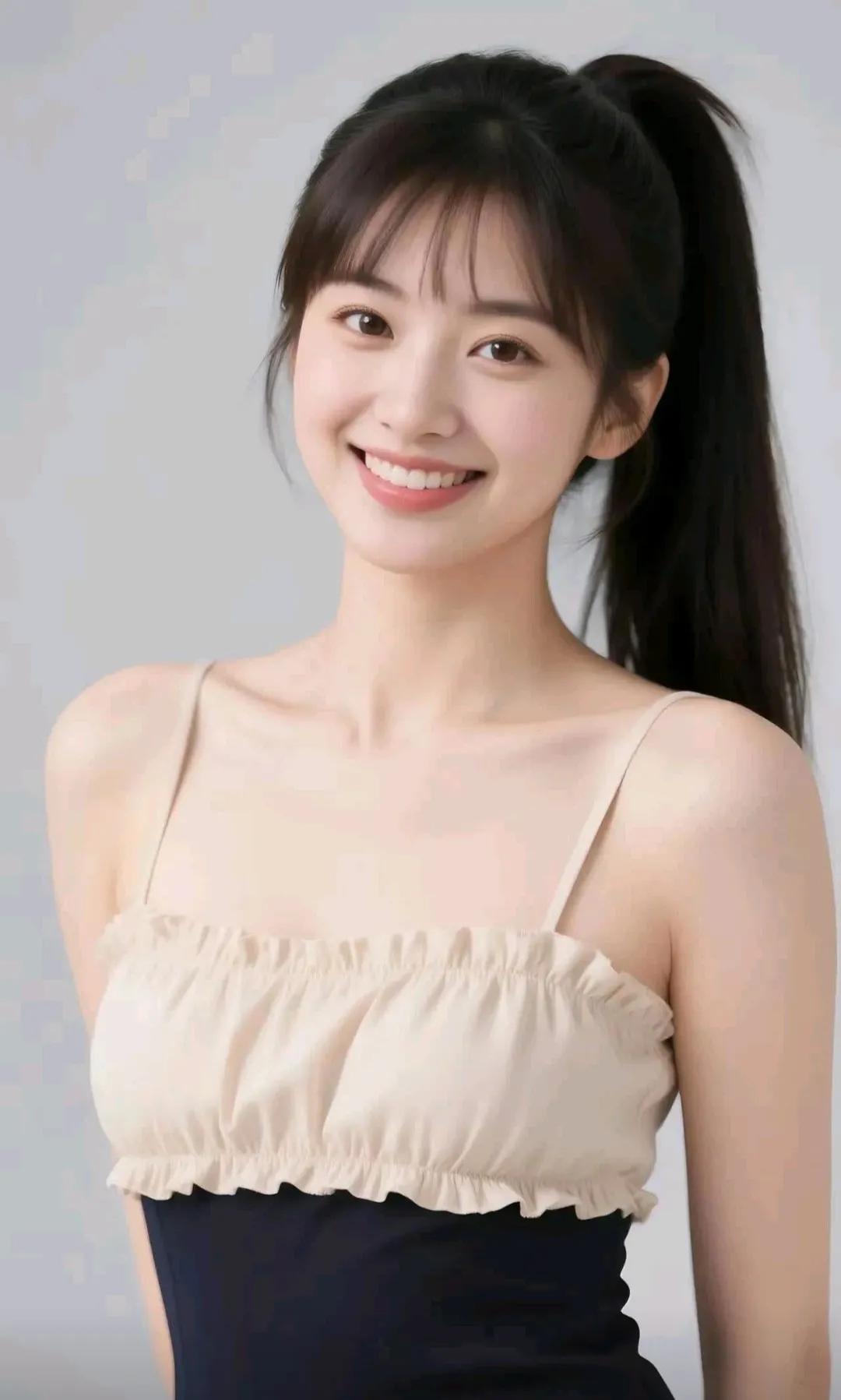 甜美笑容，清新夏日穿搭，元气满满的一天！🌞💕