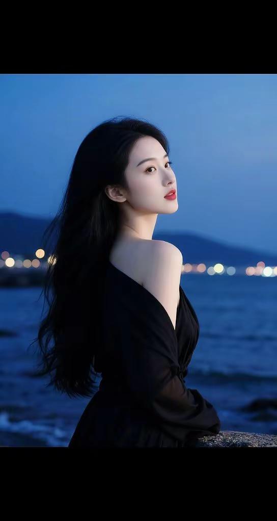 夜海凭栏。AI夜海独韵像