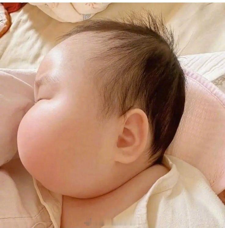 原来蜡笔小新的是真实存在的这主要是婴幼儿的颊脂肪垫发达肥厚，如此肉肉的脸手感肯定
