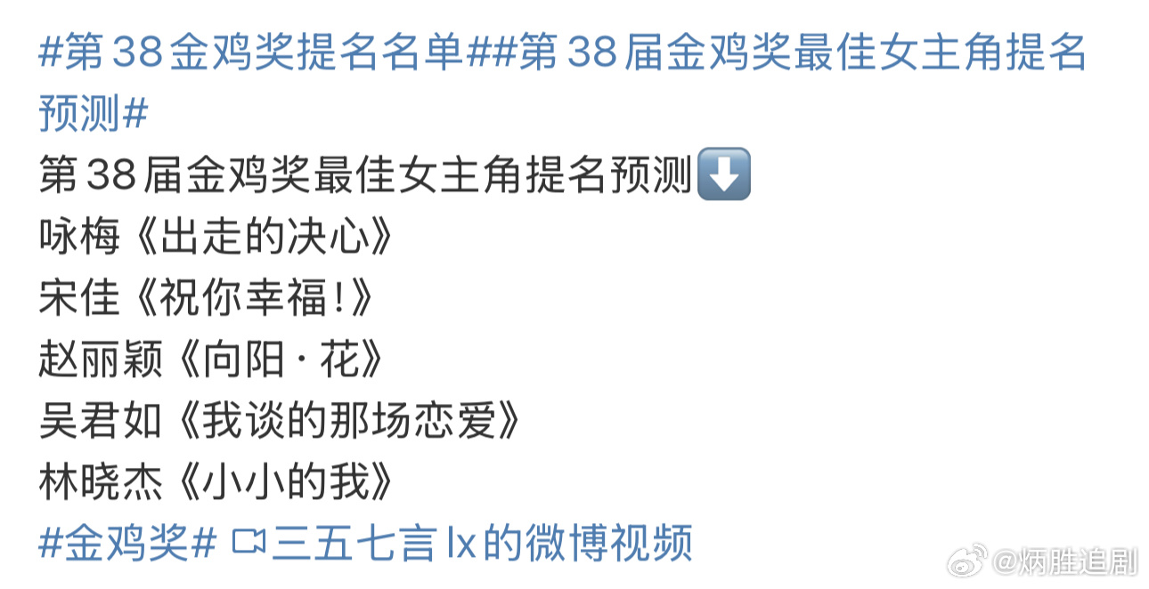 我的妈呀，金鸡奖预测又在夹带私货，预热了[允悲][允悲]是不是因为没啥人看声量小