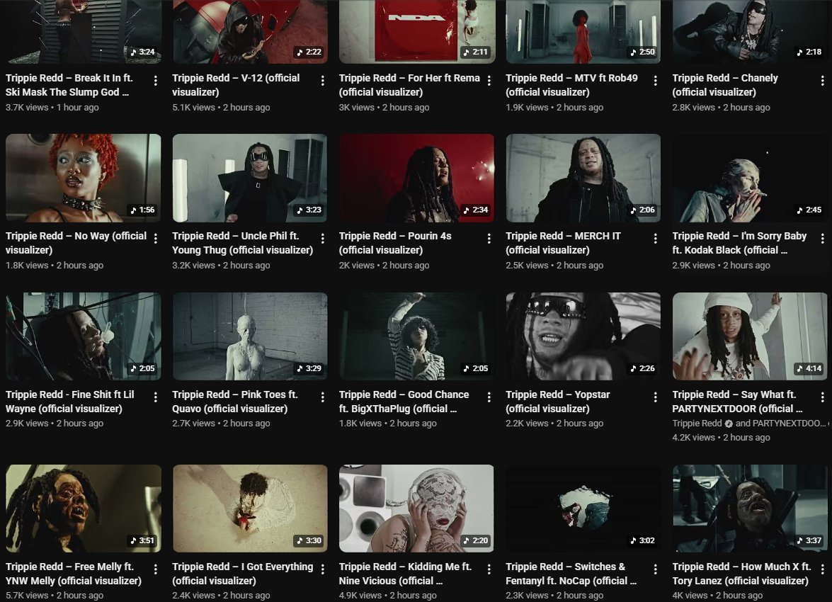 Trippie Redd 给他新专辑的每一首歌都拍摄了视觉视频
