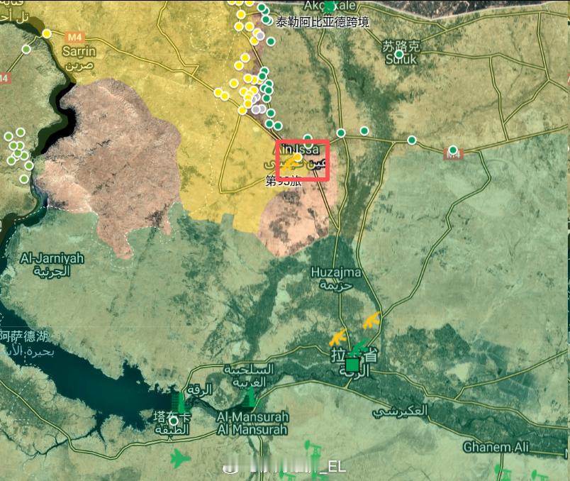 叙利亚拉卡省北部，HTS/SNA部队已经进入了艾因伊萨镇，2019年这里曾是库尔