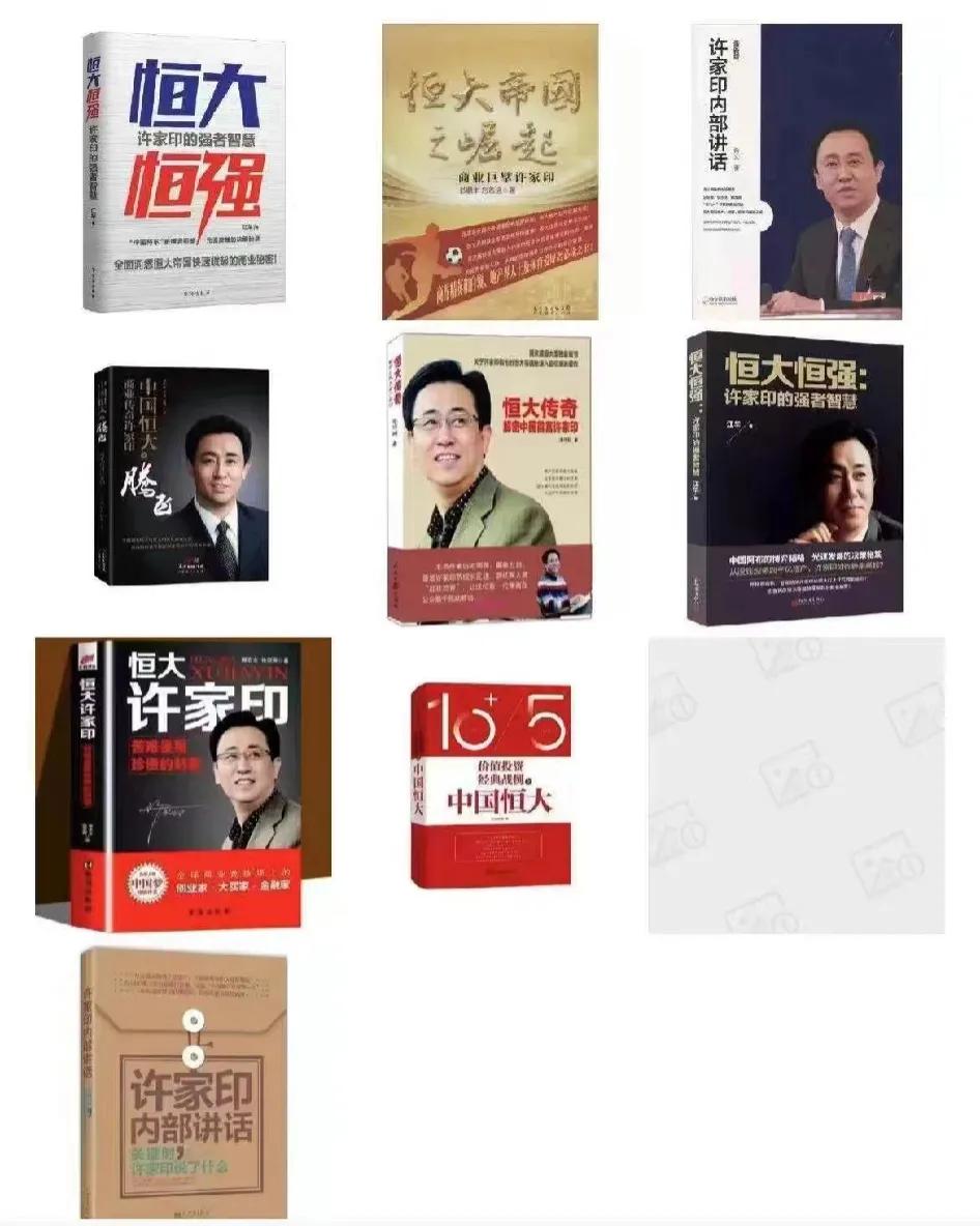 那些年吹捧恒大的各种书籍。