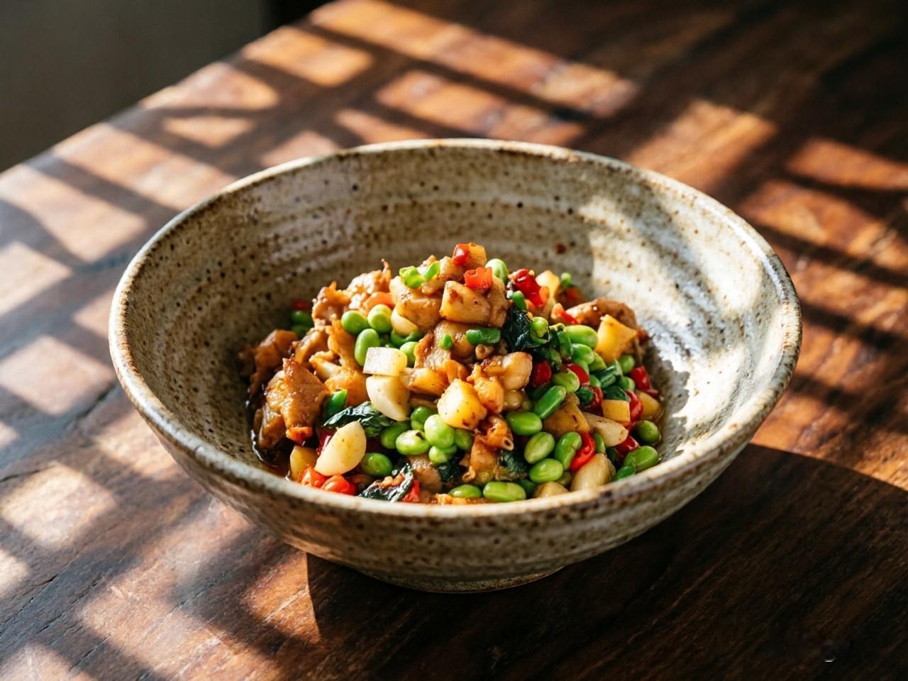 毛豆米紫苏炒牛蛙

食材准备：

1. 主料：牛蛙 3只（宰杀洗净，斩成2厘米见