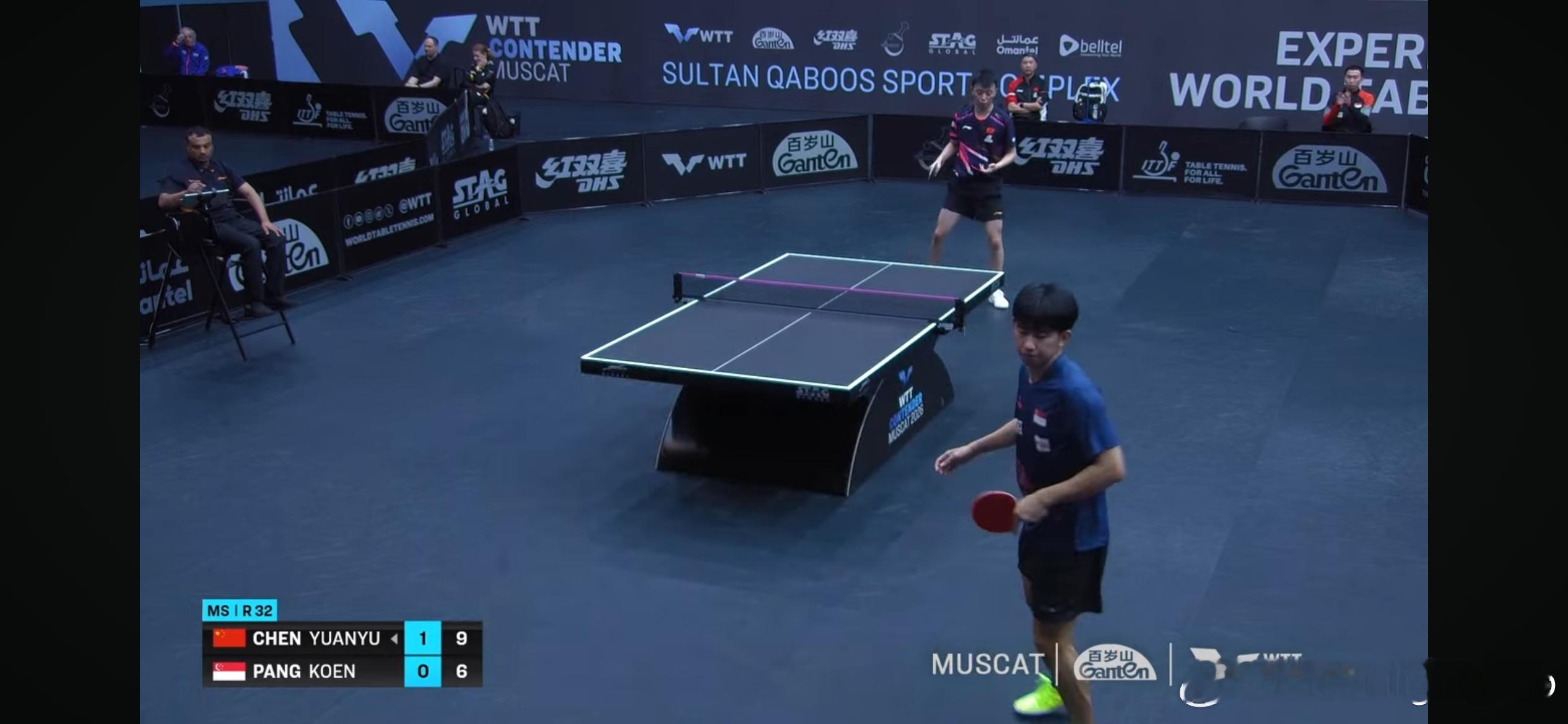 WTT常规挑战赛马斯喀特站2026 男单1/16决赛：🇨🇳陈垣宇3比0冯耀恩