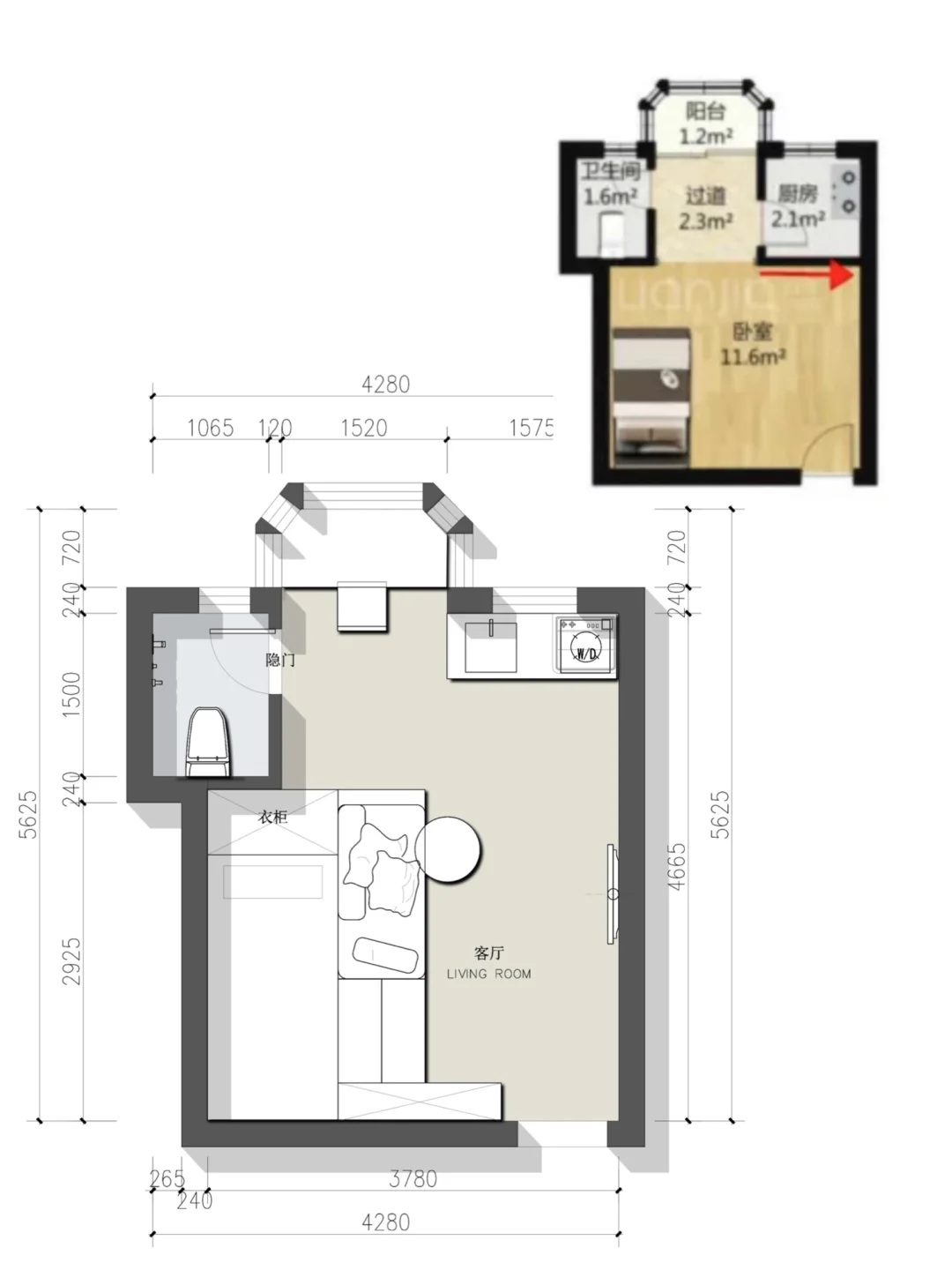 户型优化/小户型一居室平面方案设计