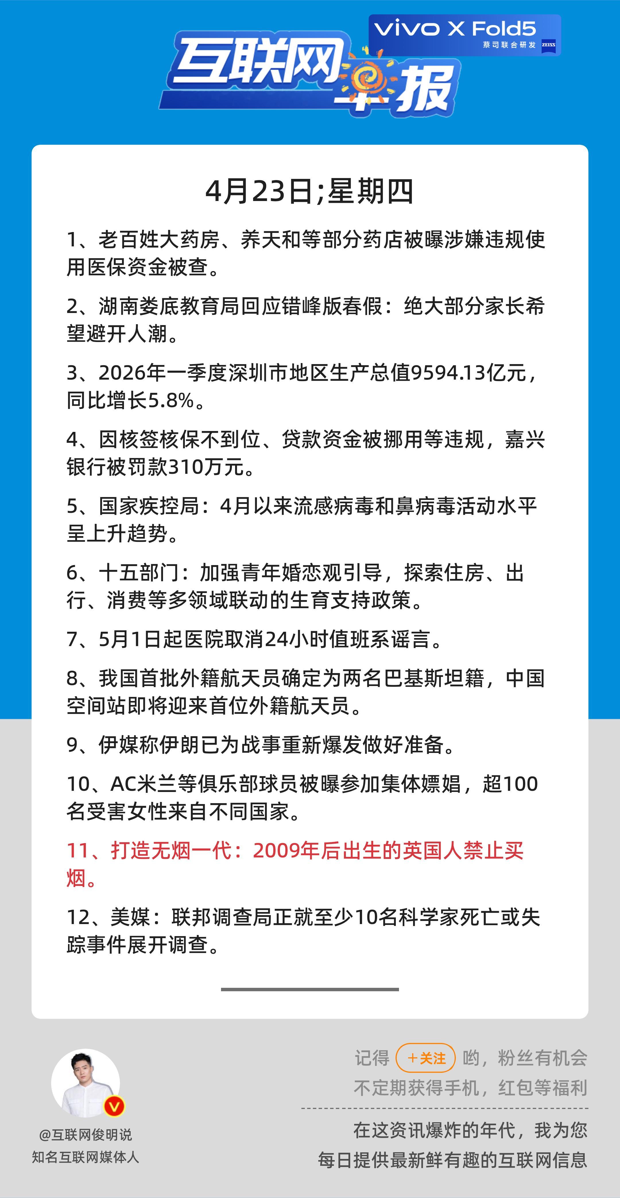 4月23日，星期四，《第3117期》；互联网早报，众览天下事关心第11条：打造无