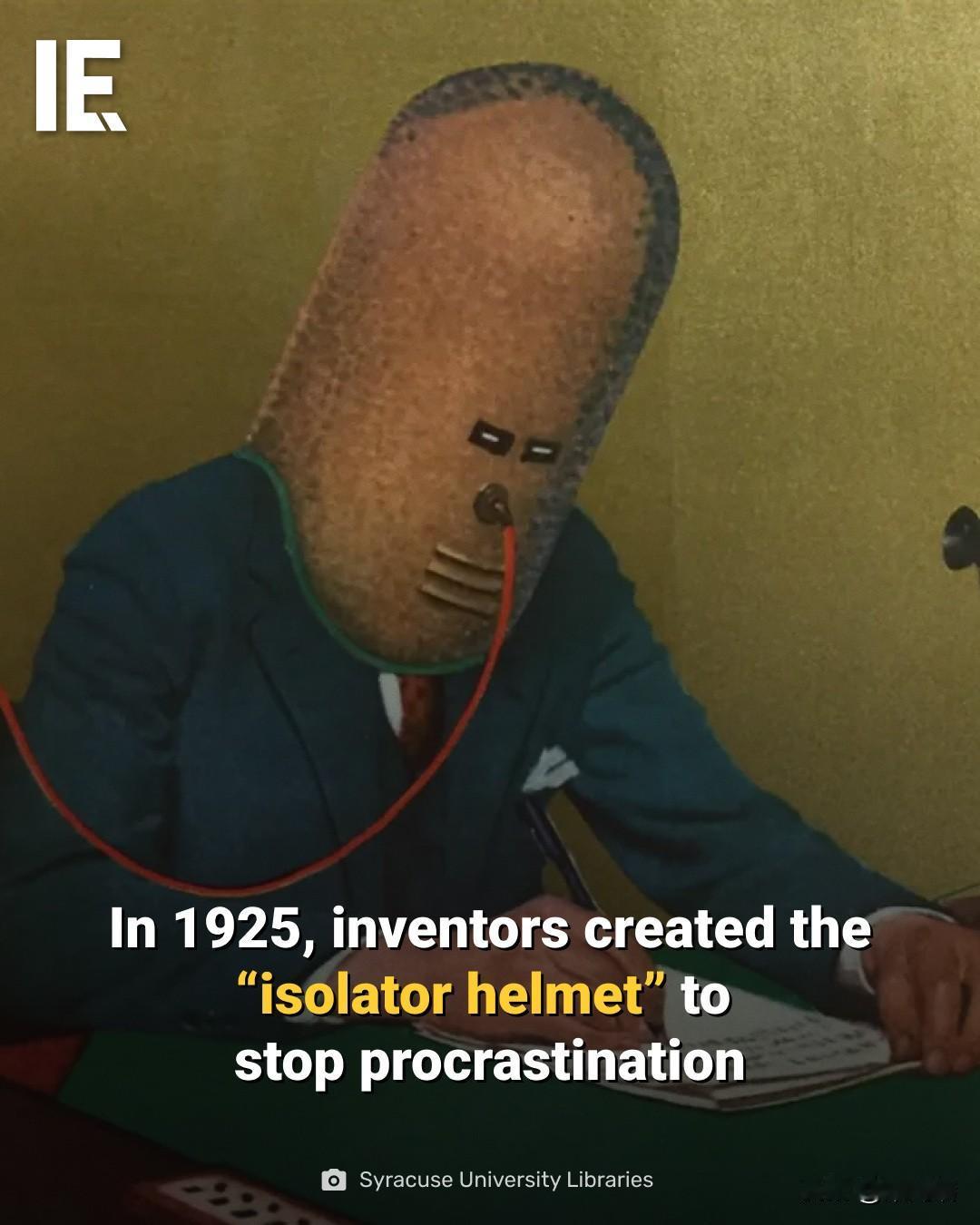 这张图片展示的是 “隔离头盔” (The Isolator)。这确实是 1925