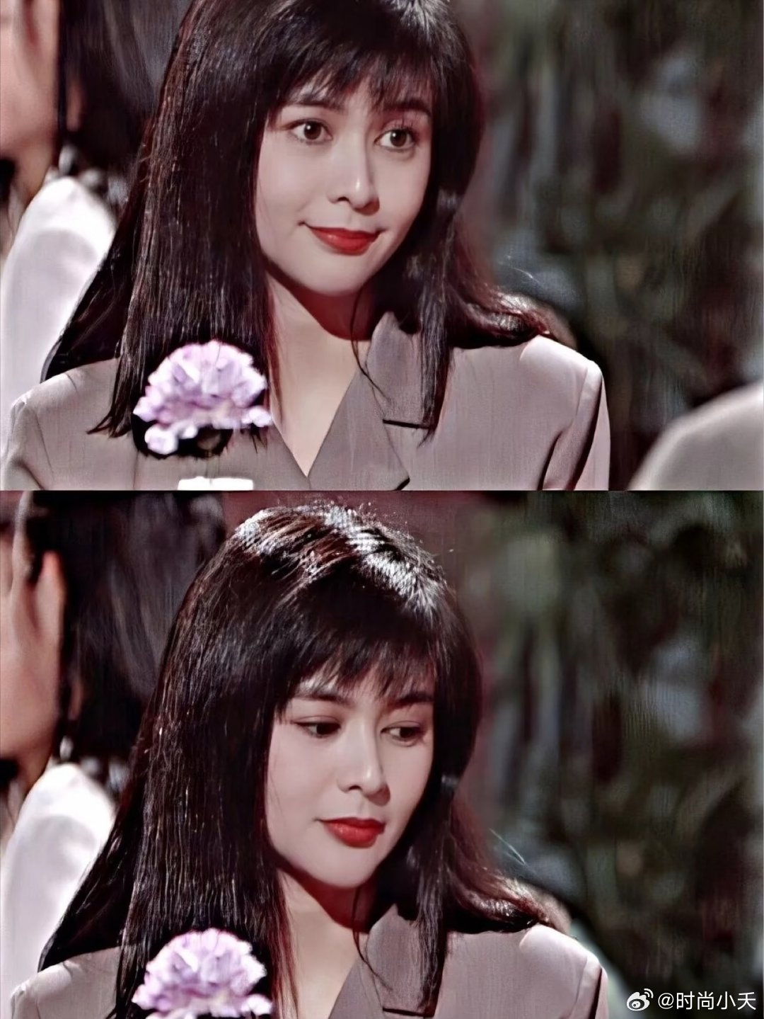 年轻的关之琳爱打网球，运动确实让人快乐