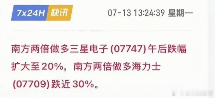海力士暴跌15%;三星电子暴跌10%;南方两倍做多这两大科技龙头遭巨额亏损上热搜