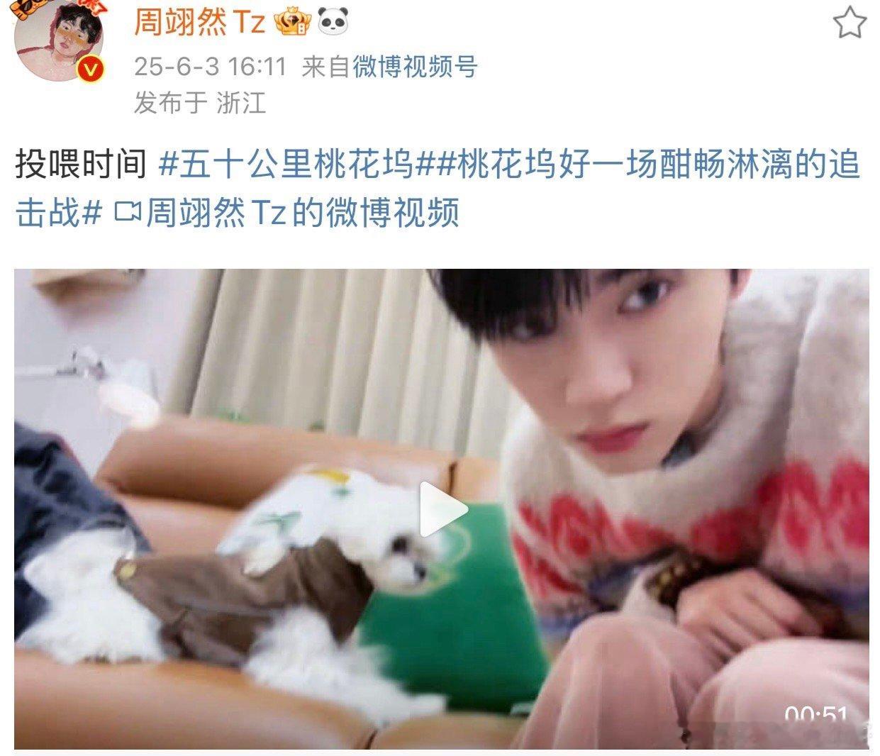 周翊然桃花坞投喂小狗好！我也要投喂[哇]​​​