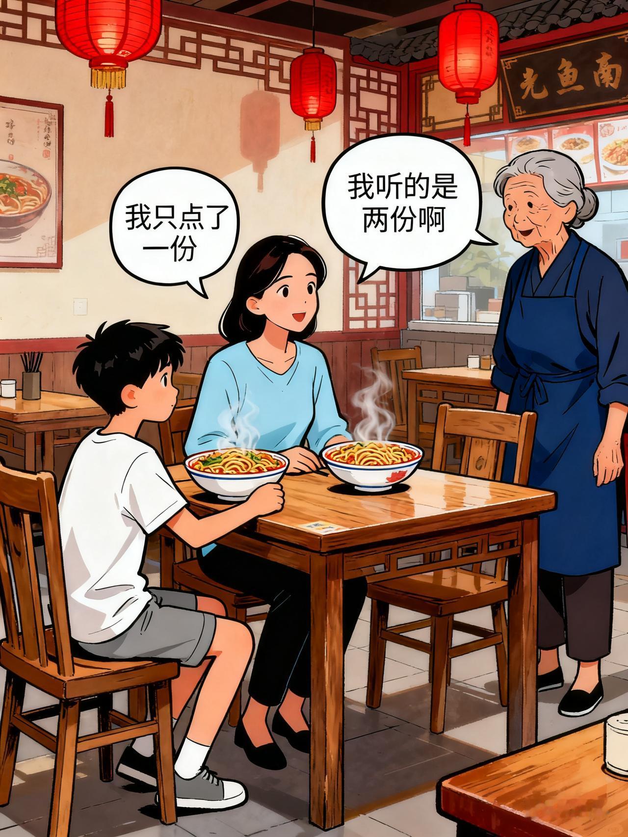 如果是你，你会怎么做？

有一次中午带孩子去吃饭，我吃过了，给他点了一份炒面，一