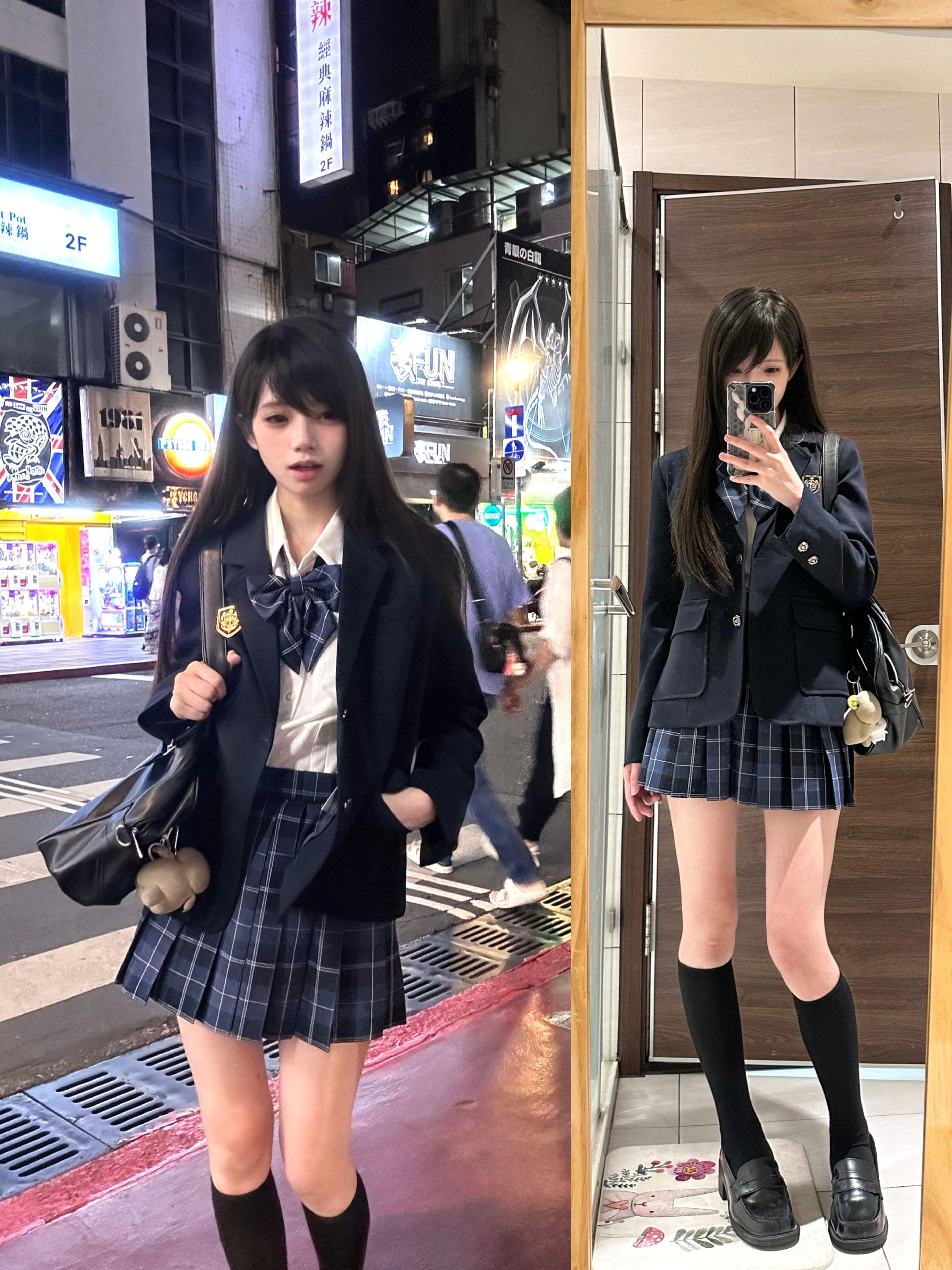 一些上身与对镜叠穿。