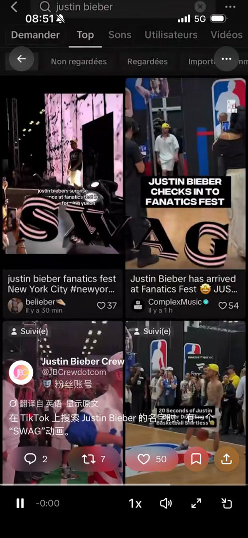 【】天呐‼️粉丝发现在 TikTok 上搜索 Justin Bieber 的名字