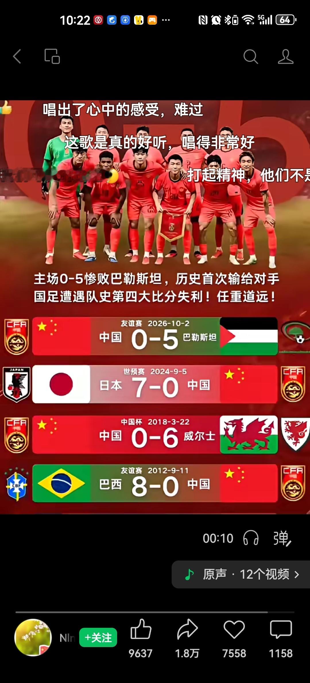 中国国足战绩！已经不仅仅是损害国家尊严，荣誉和利益。还让全世界耻笑和肆意侮辱。。