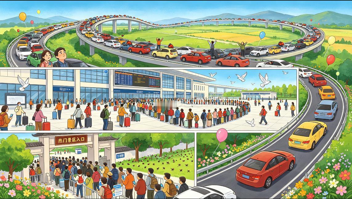 五一出行大“爆改”，这阵仗绝了！ 家人们，五一首日出行，那简直像一场疯狂的“人类
