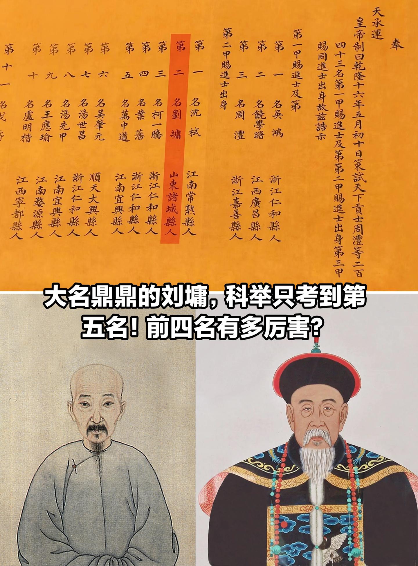 刘墉竟然只考到第五，前四名有多厉害？