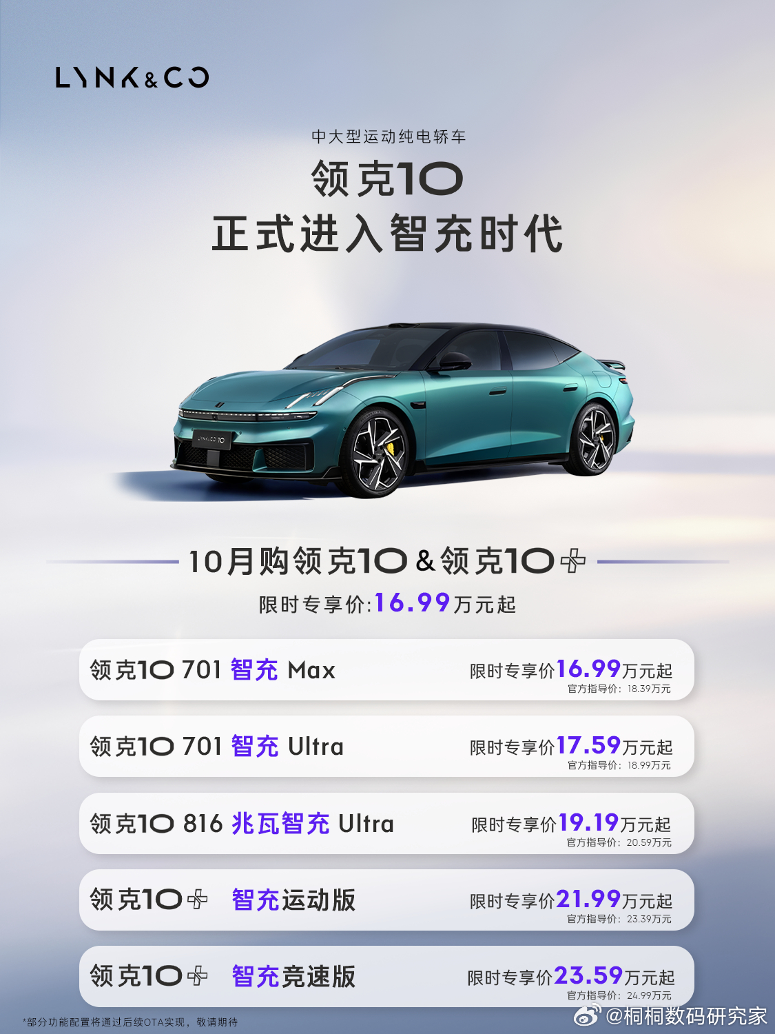 领克高管官宣10智充版送充电金 领克10升级兆瓦智充版，福利同步给到消费者，10
