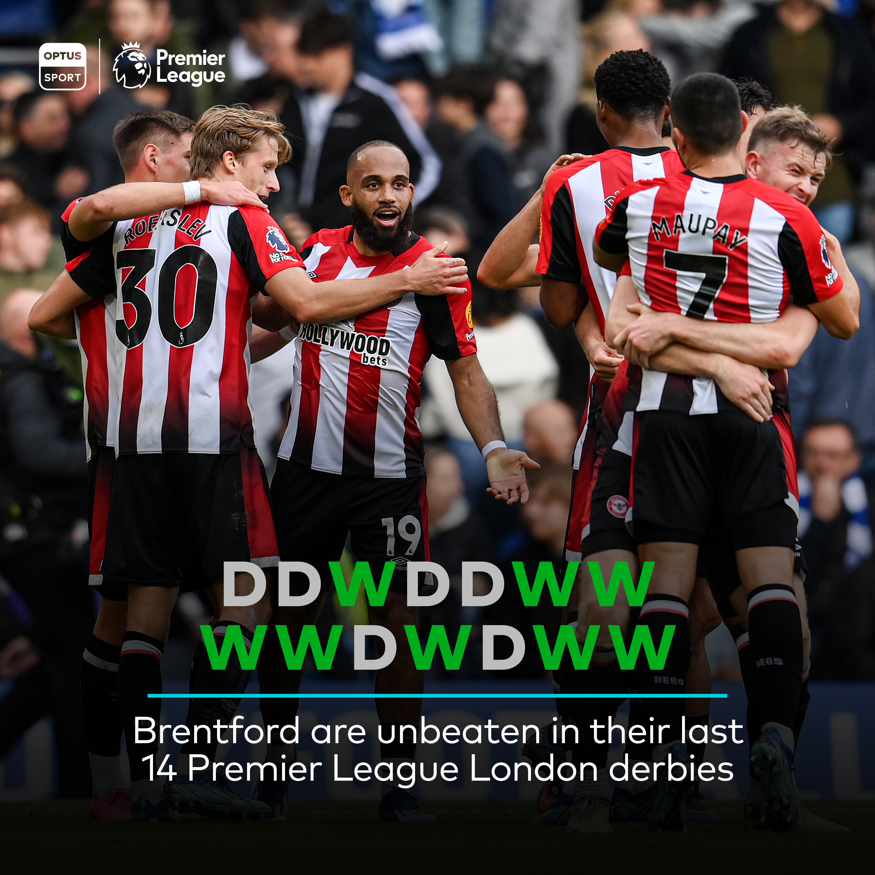 真正的伦敦之王，布伦特福德在伦敦德比战中已经14场不败。 ​​​