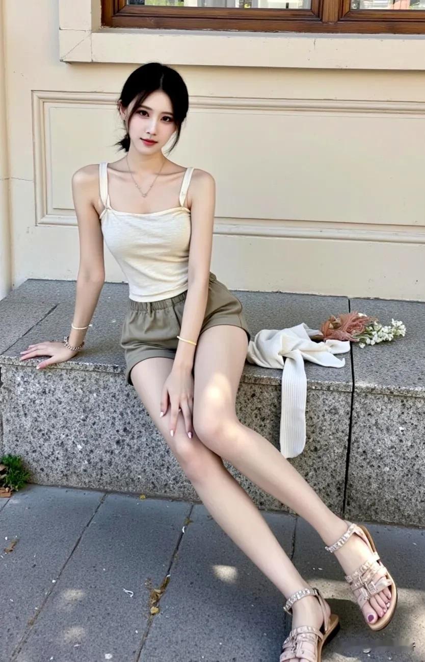 美女的夏季吊带背心美女清凉装 热辣短裙穿搭 美女吊带装