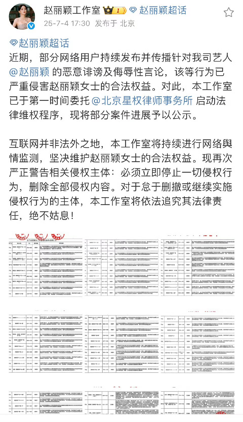赵丽颖家全平台告了70多个，咋这么多嘿她的 ​​​
