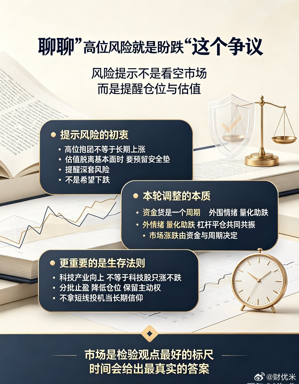 周末有感，和大家聊聊近期被频繁问到的一句话：“天天提示高位科技股风险，现在大跌是