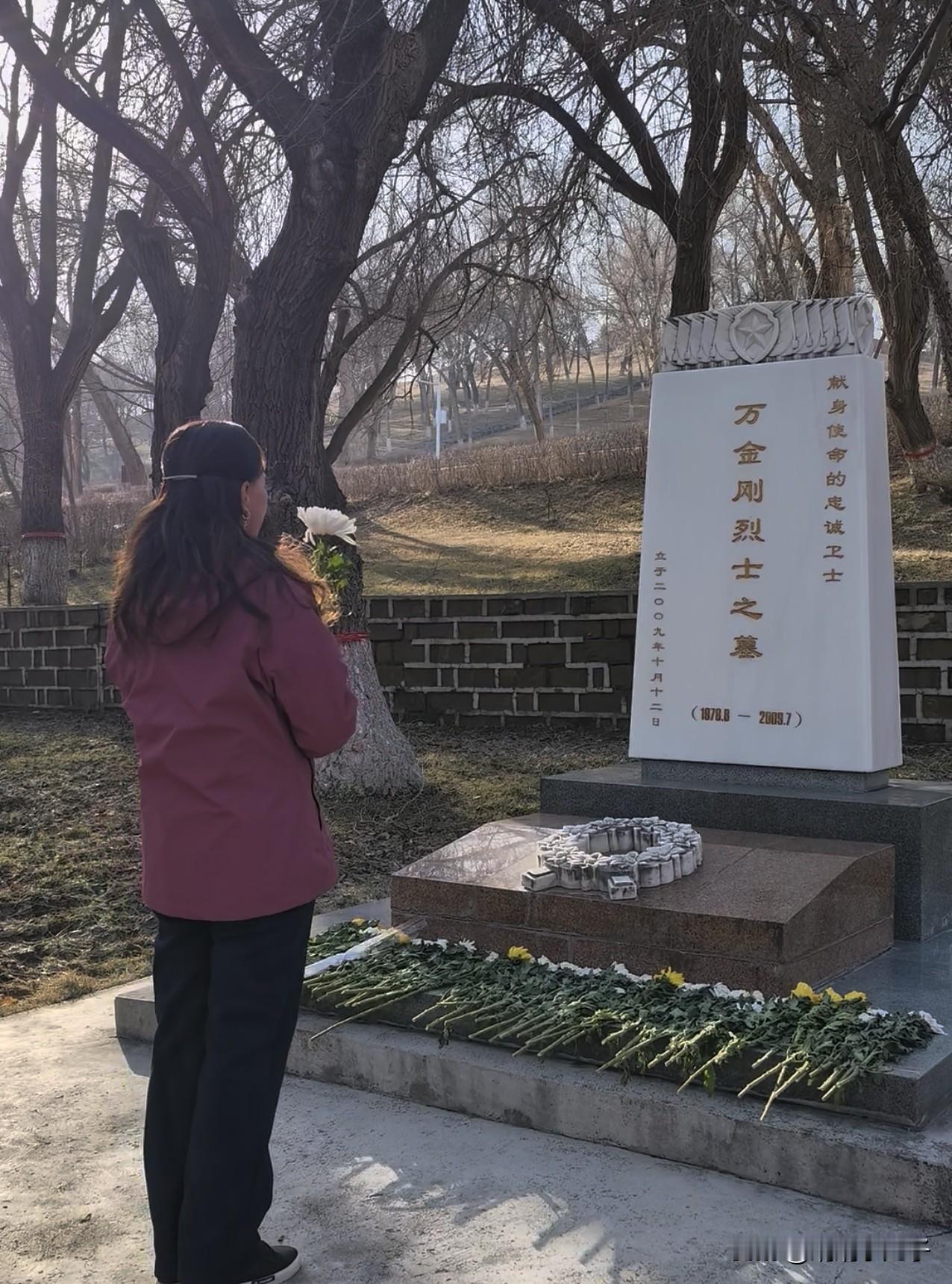 烈士陵园里，敬献鲜花寄哀思。
缅怀万金刚烈士，英雄从未远去，精神永垂不朽，吾辈当