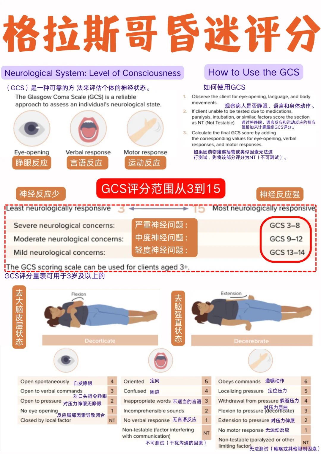 备考RN/格拉斯哥评分！！学！！内容