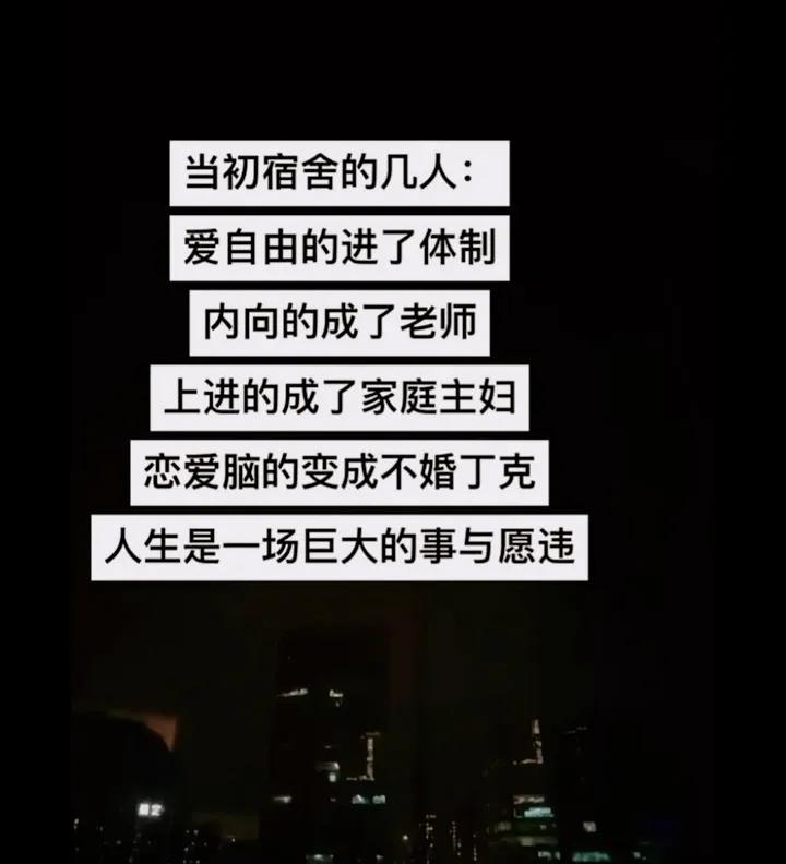 人生是一场巨大的事与愿违，社会会磨平每一个有个性的人，我们最终会走向自己的对立面