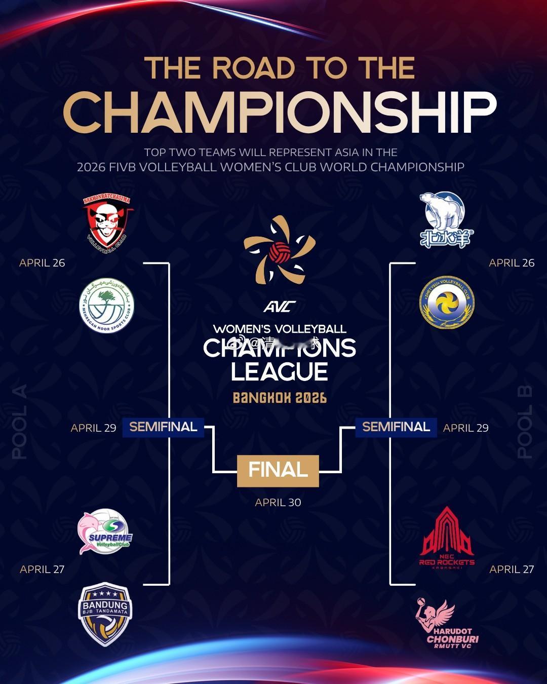 2025年亚洲女排冠军联赛明日开赛微博清松排球/抖音清松排球全程直播4.26  