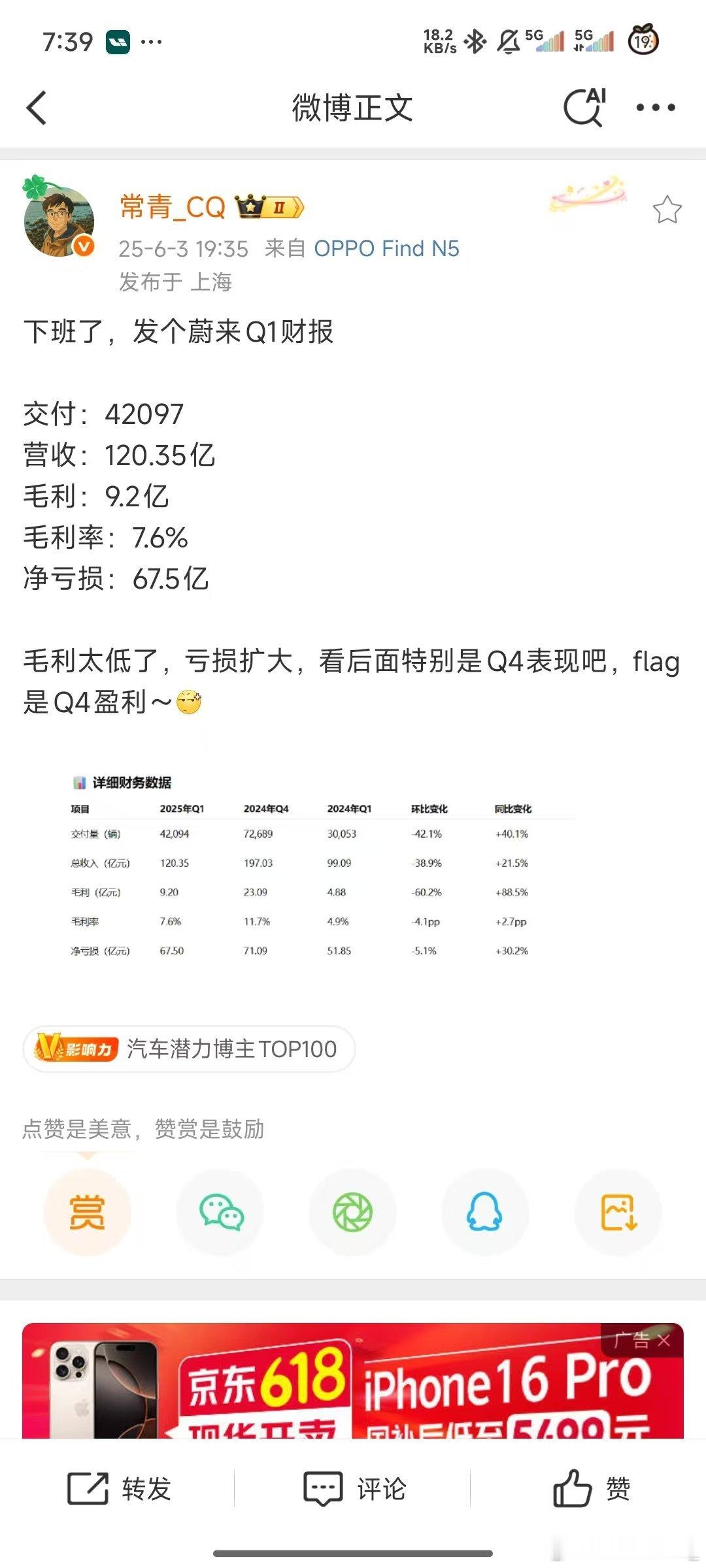 蔚来的财务情况也太恶劣了成立十一年了汽车季度交付过不了五万毛利率居然只有7.6%