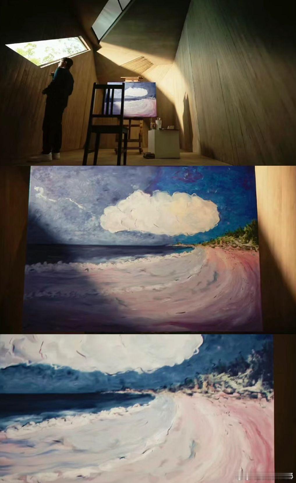 玫瑰在画布上开放，仿佛在述说她生命中的重要时刻。#黄亦玫三副画代表三个人生阶段#