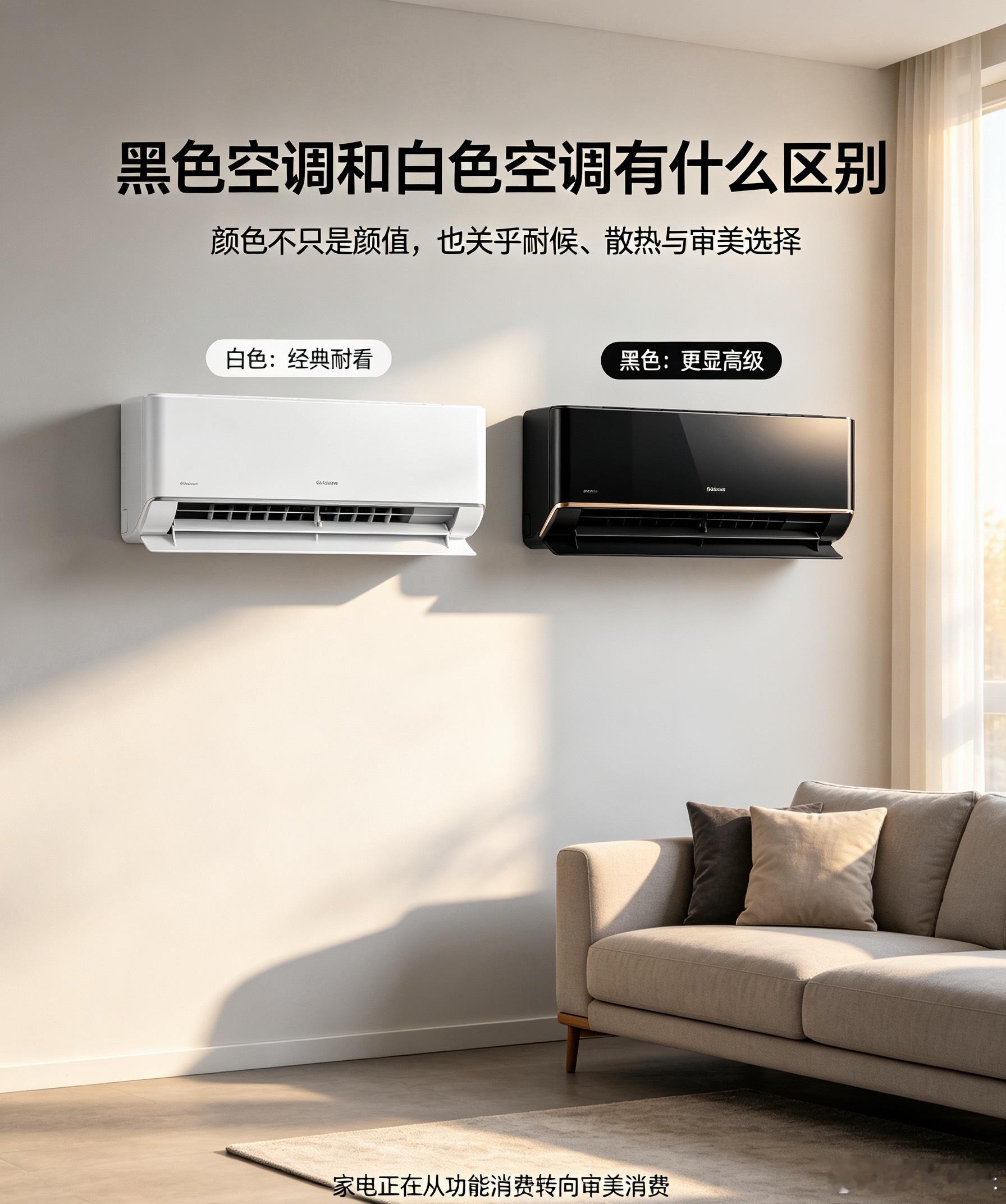 黑色空调和白色空调有什么区别我的看法，大家担心黑色外机吸热，本质是一种很直观的生