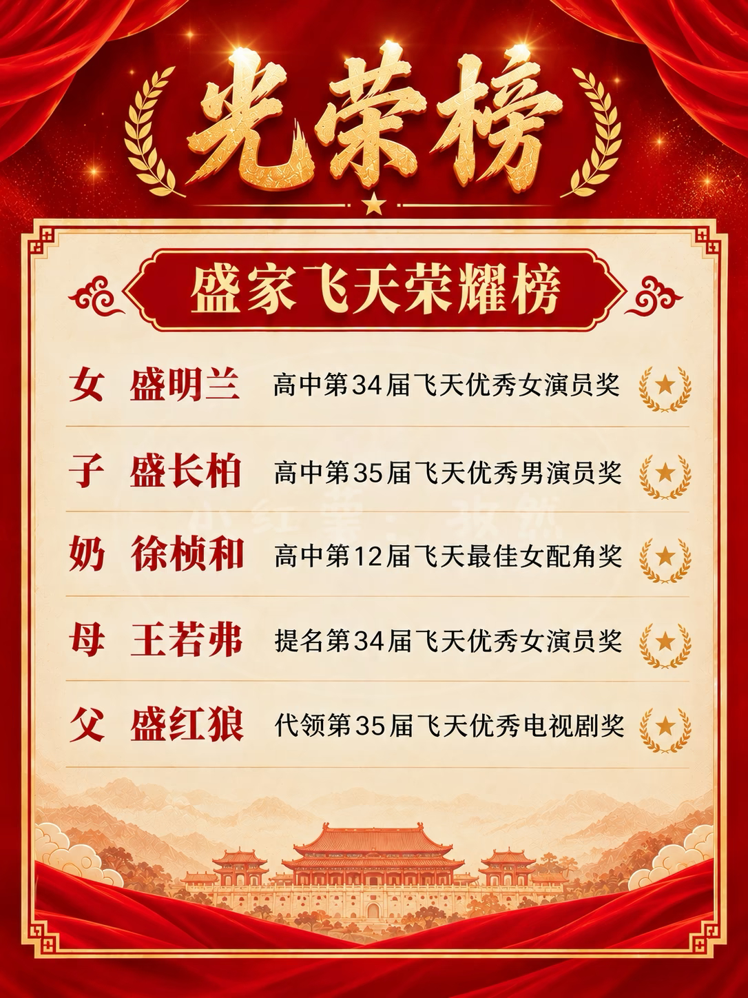 盛家飞天荣耀榜 ​​​