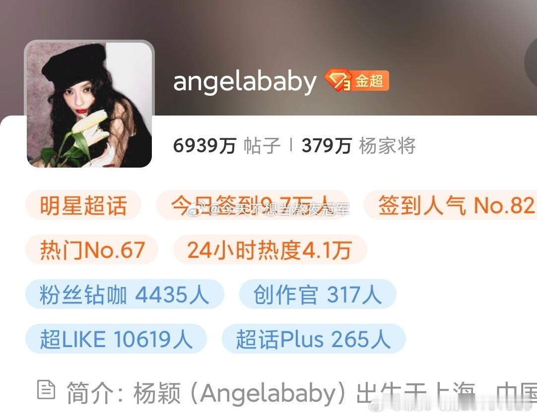 angelababy[超话] 粉随正主，要爱就爱得大大方方，真诚且热烈，分开也体
