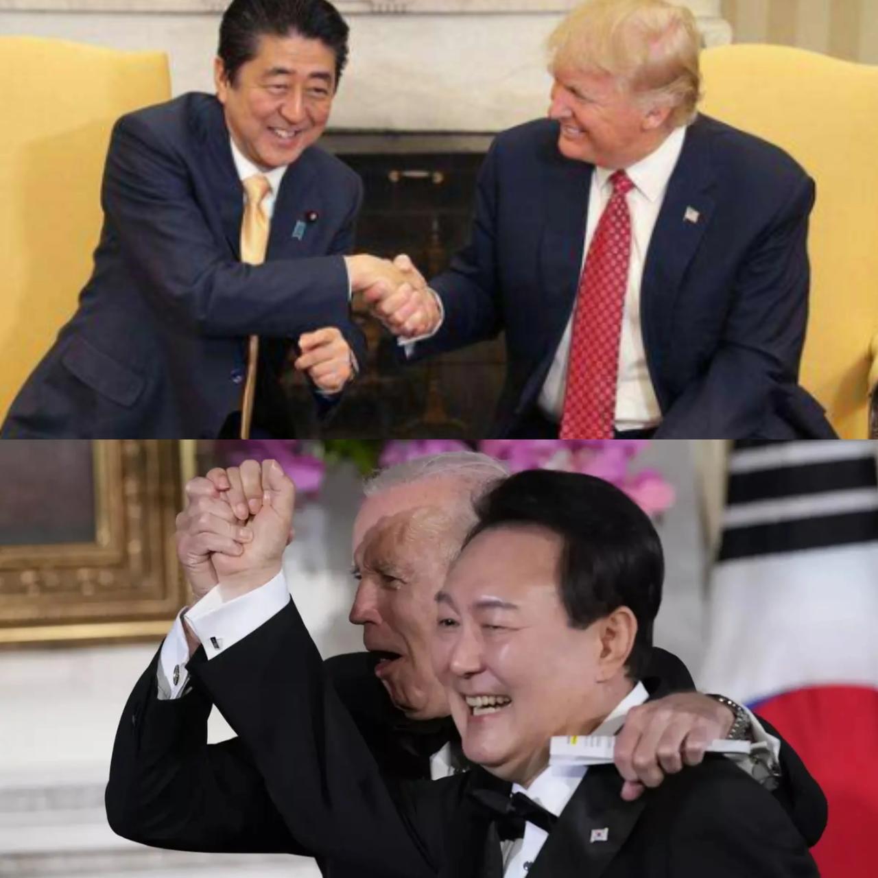 请给这两张照片做个图片说明和对比，看看有哪些相似之处？是不是一代更比一代强？