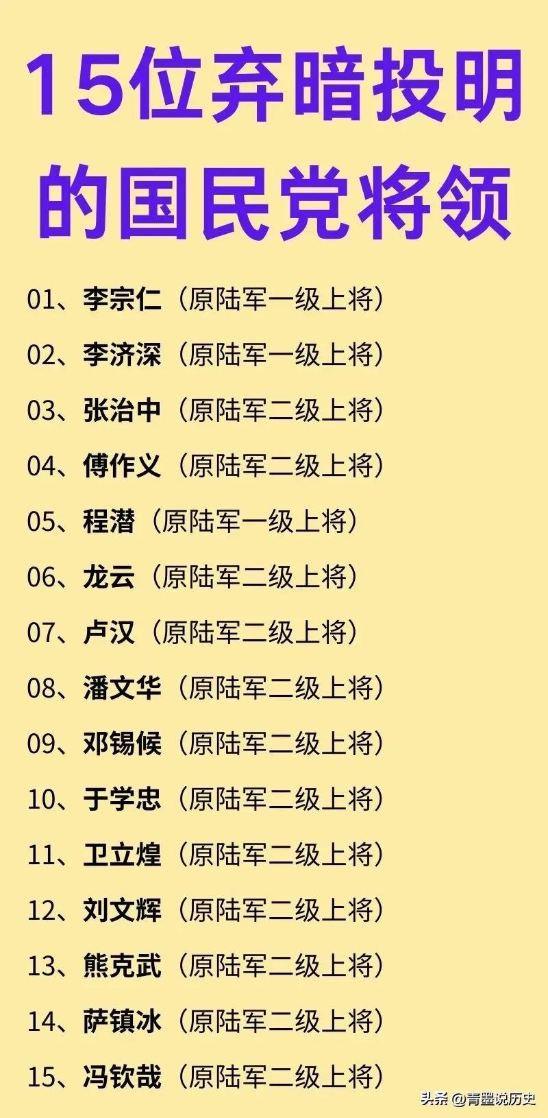 李宗仁、程潜、卫立煌……这些名字在民国时期都曾显赫一时，肩章上扛着几颗星，而后来