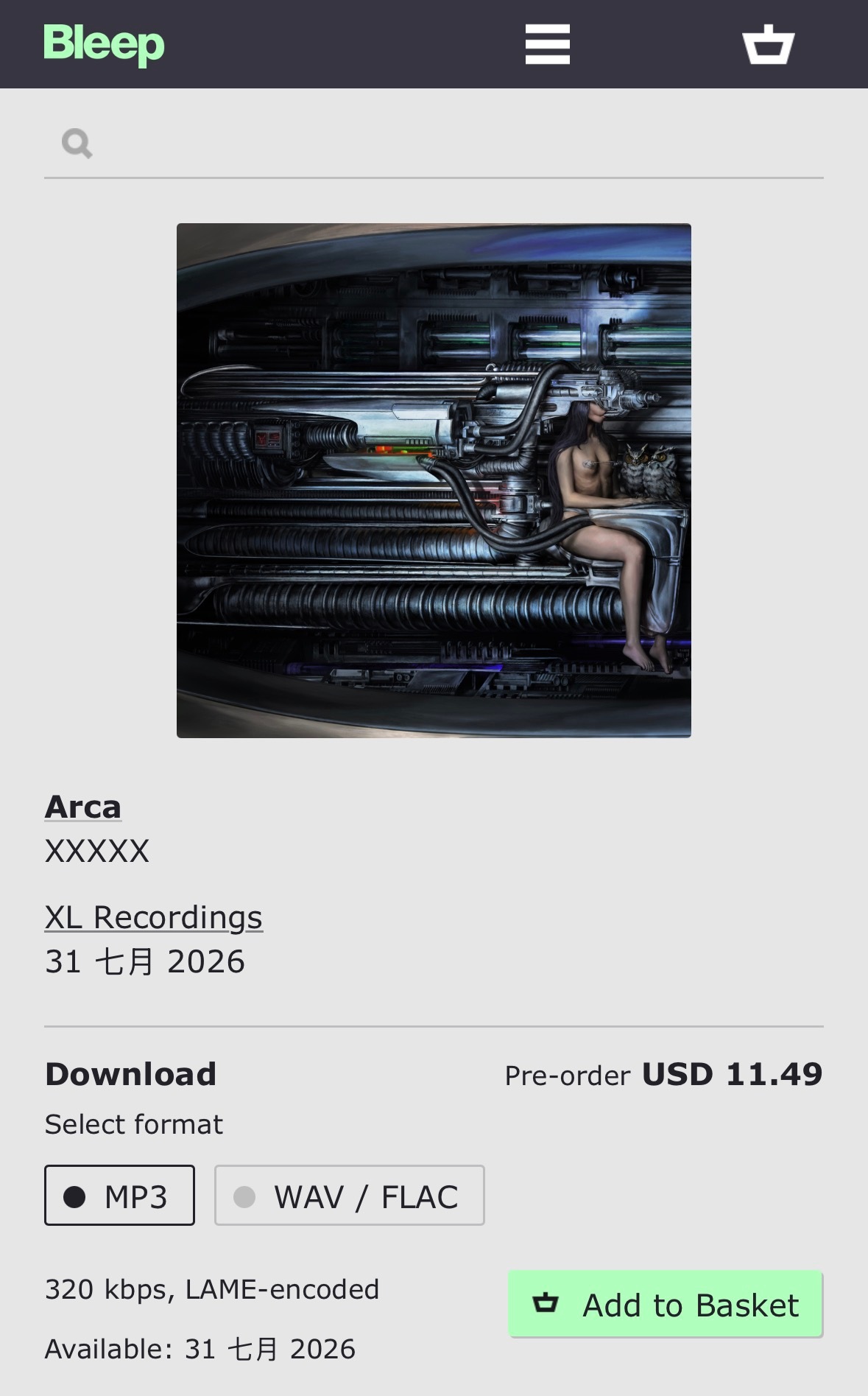 Arca 新专辑『XXXXX』于7月31日正式发行，共收录16首曲目，封面一览：
